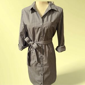 PINK ROSE- Button up Tie, Striped Shirt Dress, Stylish and Casual Design, NEW